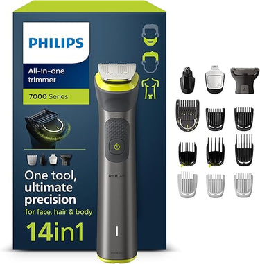 Philips Recortadora de Barba Serie 7000, Máquina Cortar Pelo, Cortapelos Hombre, Kit 14 en 1 Para Cara, Pelo, Orejas, Nariz y Cuerpo,120min de uso, En Seco y Húmedo, Recargable, Funda, MG7930/15